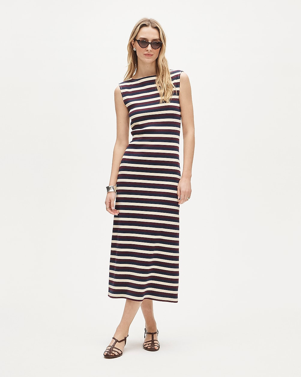 Knit boatneck midi dress in stripe | J. Crew US