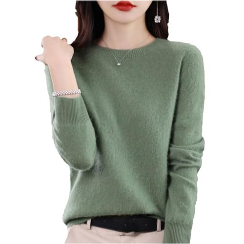 Cashmere Sweater for Women - Crew Neck Lightweight Soft Warm Pullover Knitted Jumper (Pine Green, M) | Amazon (US)