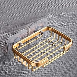 1Pc Gold Bar Soap Holder for Shower Wall,Stainless Steel Adhesive Soap Dish for Bathroom,Drill Fr... | Amazon (US)