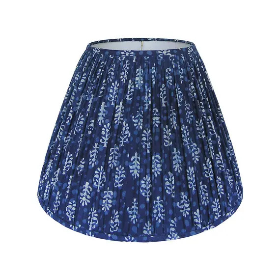 Indigo Block Print Gathered Lamp Shade | Etsy (US)