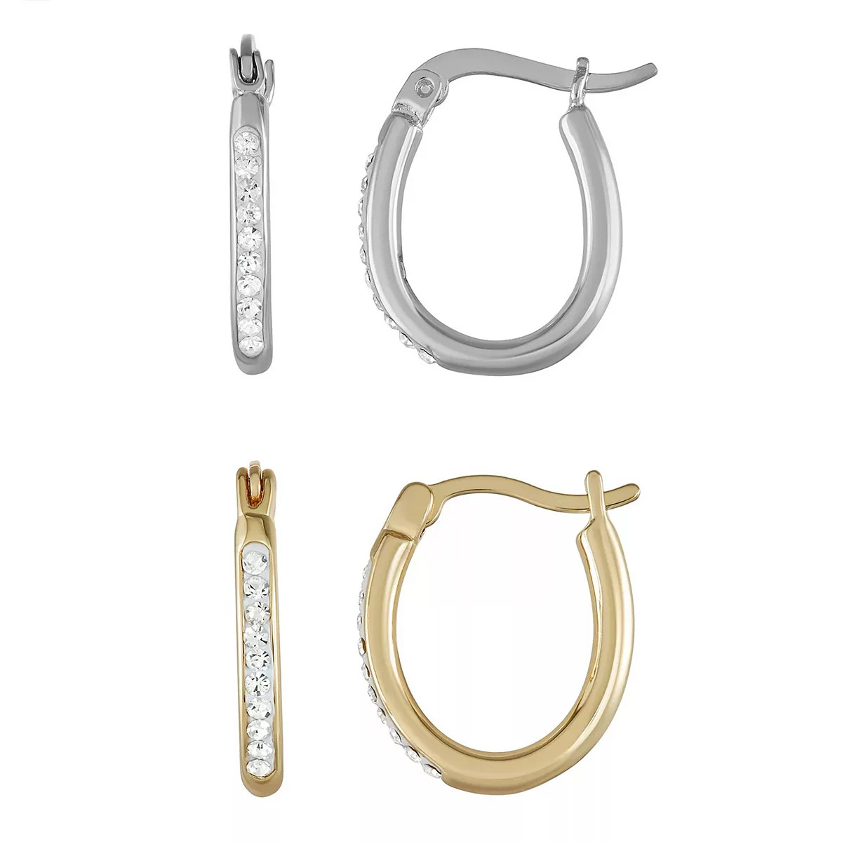 Chrystina Two-Tone Crystal Hoop Earring Set | Kohl's