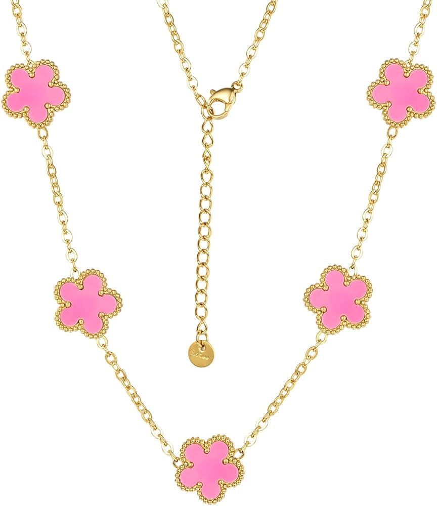 Clover Necklace for Women 18K Gold Plated Stainless Steel Four Leaf Clover Necklace | Amazon (US)