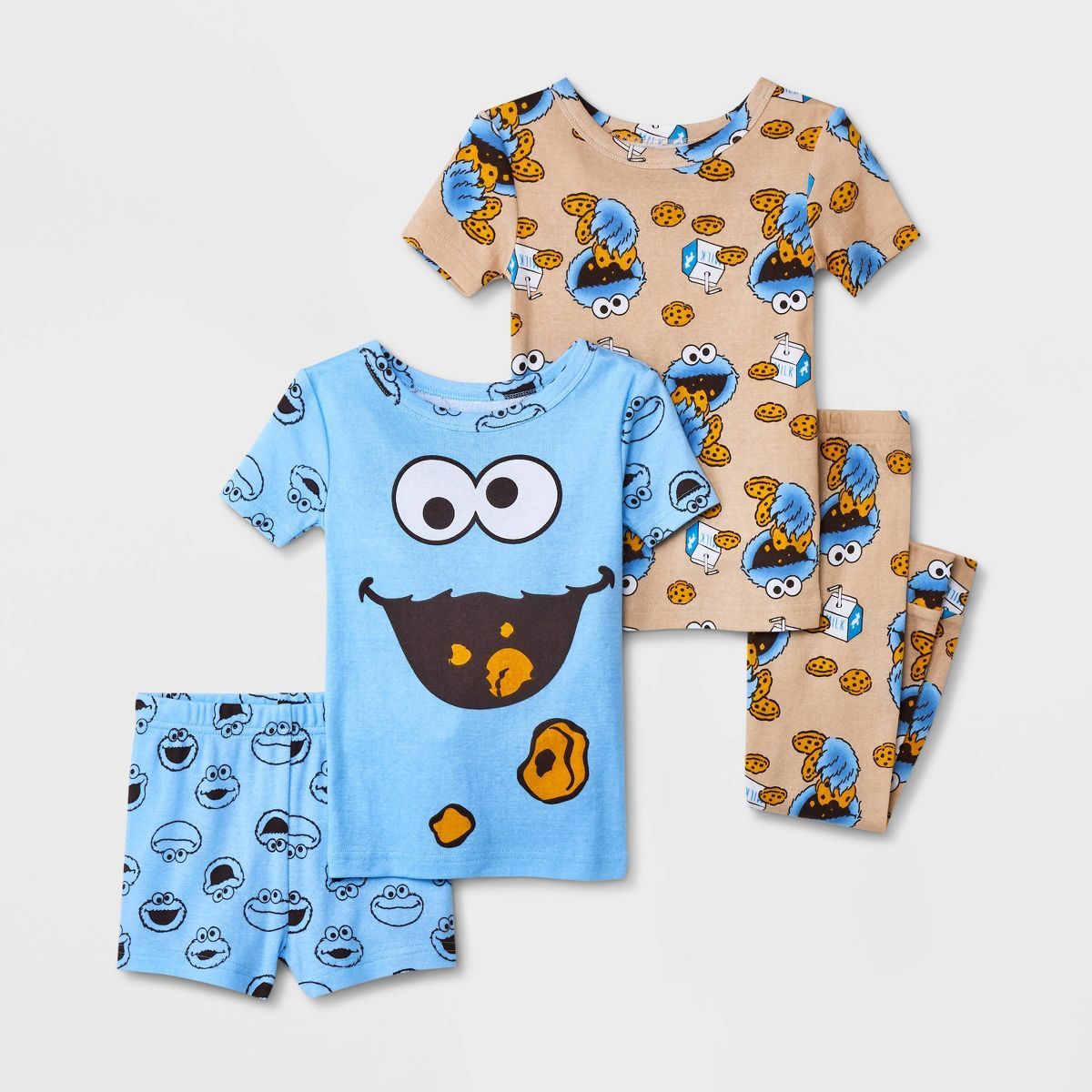 Toddler Boys' 2pc Snug Fit Sesame Street Cookie Monster Cotton Pajama Set - Blue | Target