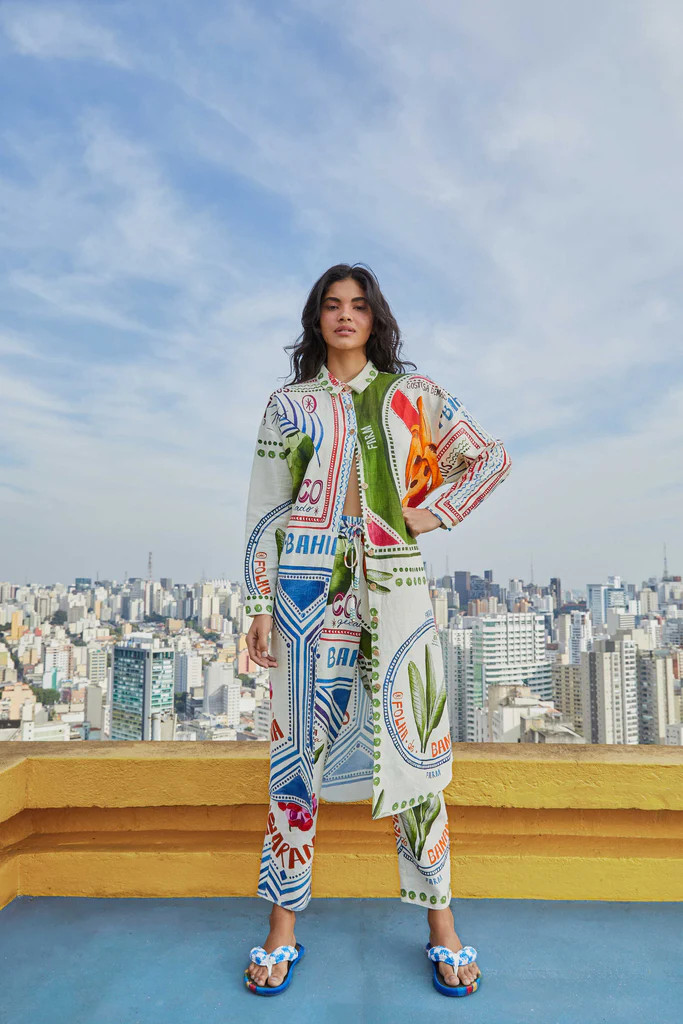 White Our Stamps Shirtdress | FarmRio (US)