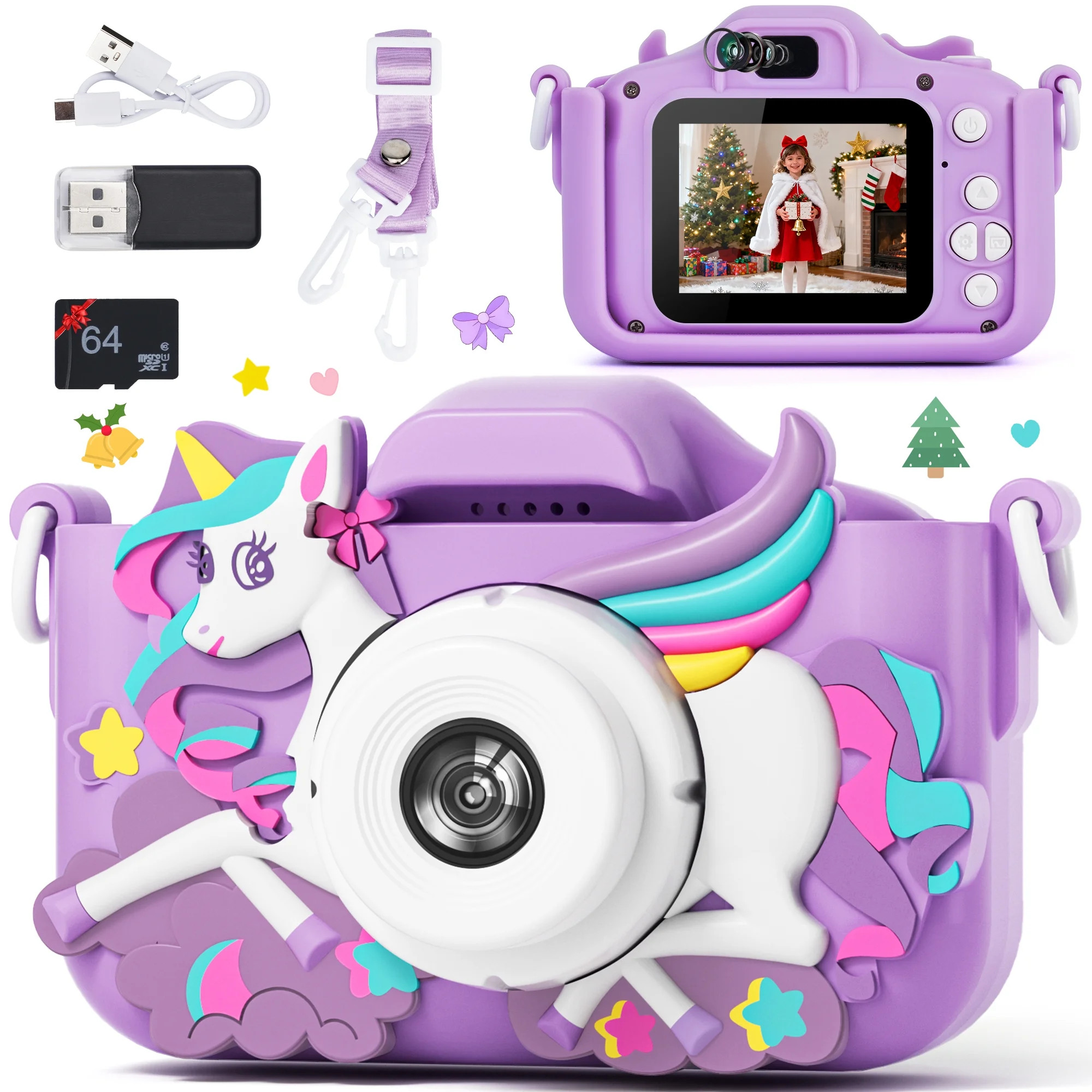 PayUSD Kids Camera for Girls Boys 1080HD Selfie Digital Cameras 64GB Video Toddler Unicorn Toys C... | Walmart (US)