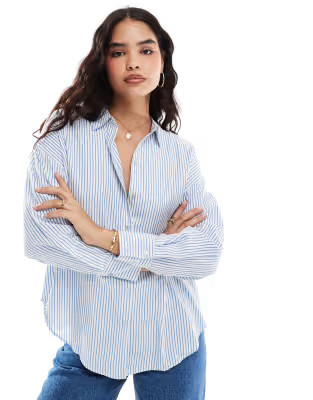 Vero Moda oversized shirt in blue and white stripe | ASOS | ASOS (Global)
