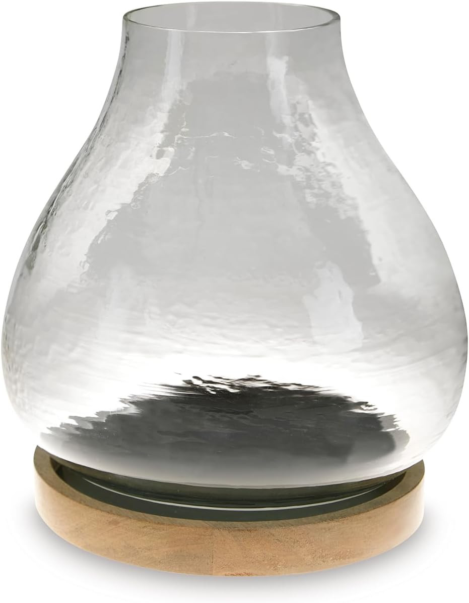 Signature Design by Ashley Adalisen Casual Glass Hurricane Candle Holder with Hammered Effect, Glass & Light Brown | Amazon (US)