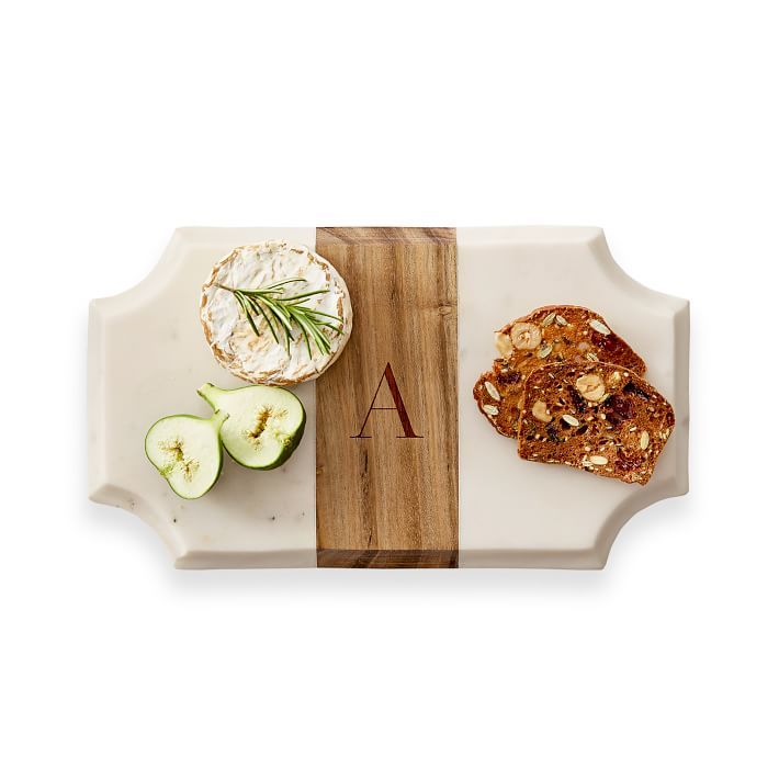 Wood and Marble Beveled Cheese Board, Small, Rectangle | Mark and Graham
