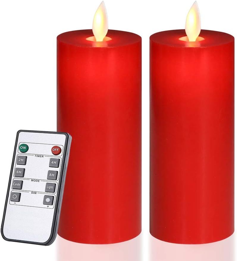 Amazon.com: Only-us Red Flameless Candles Set of 2 Flickering LED Candles Battery Operated with R... | Amazon (US)