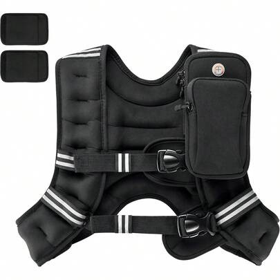 Weighted Vest, Women's Weighted Vest,8lb/12lb/16lb/20lb With Reflective Stripe And Pocket For Men, Women Workout, Strength Training, Running, Walking, Jogging | SHEIN