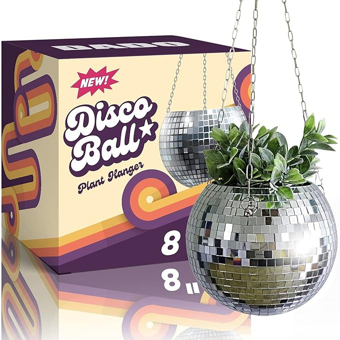 DADO 8" Disco Ball Planter - Disco Planter for indoor plants- Disco Ball Plant Hanger - unique pl... | Amazon (US)