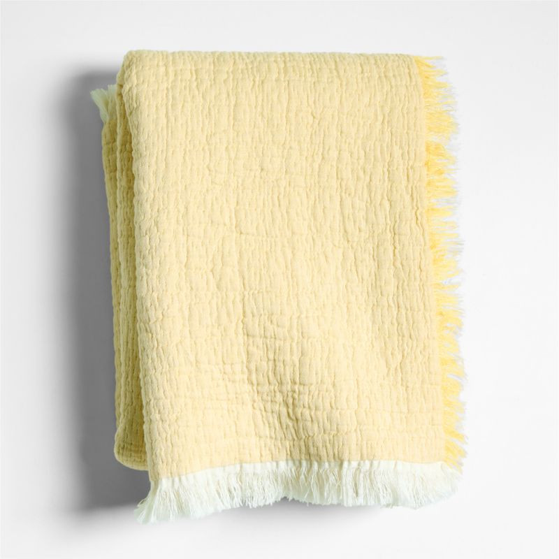 Supersoft Straw Yellow Organic Cotton Gauze Baby Stroller Blanket | Crate & Kids | Crate & Barrel