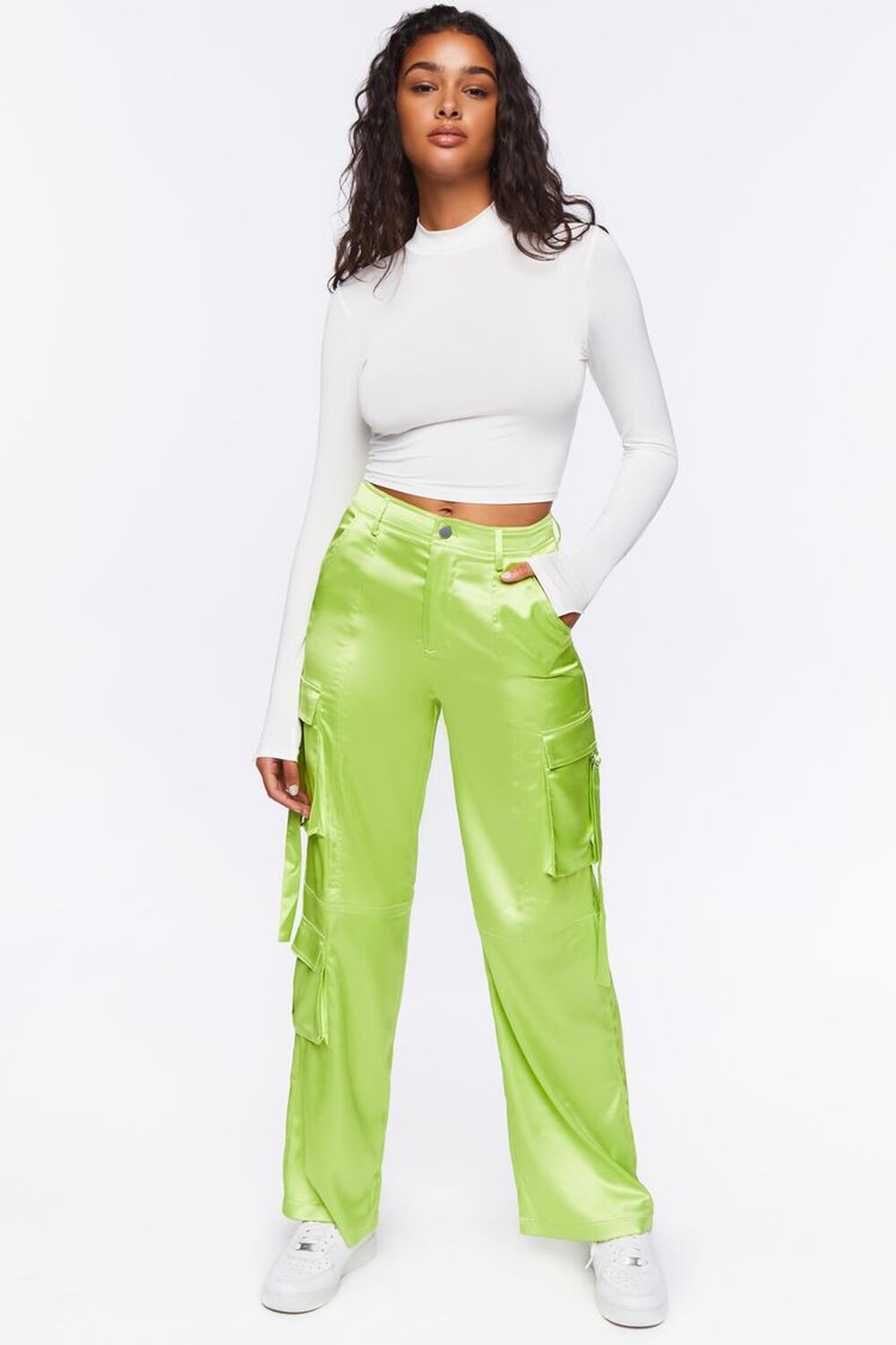 Satin Cargo Mid-Rise Pants | Forever 21 (US)