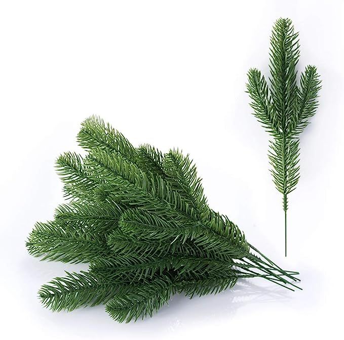 Meiliy 35pcs Artificial Greenery Xmas Pine Picks Pine Leaves Pine Twigs for Crafts Indoor and Out... | Amazon (US)