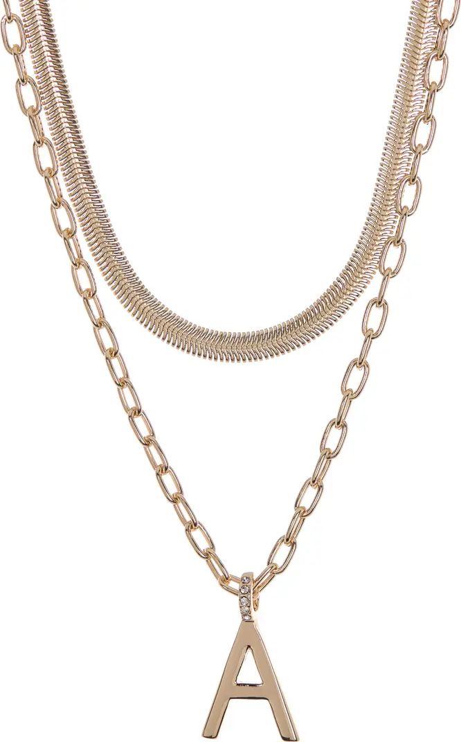 NORDSTROM RACK Layered Herringbone Chain & Initial Pendant Necklace Set | Nordstromrack | Nordstrom Rack
