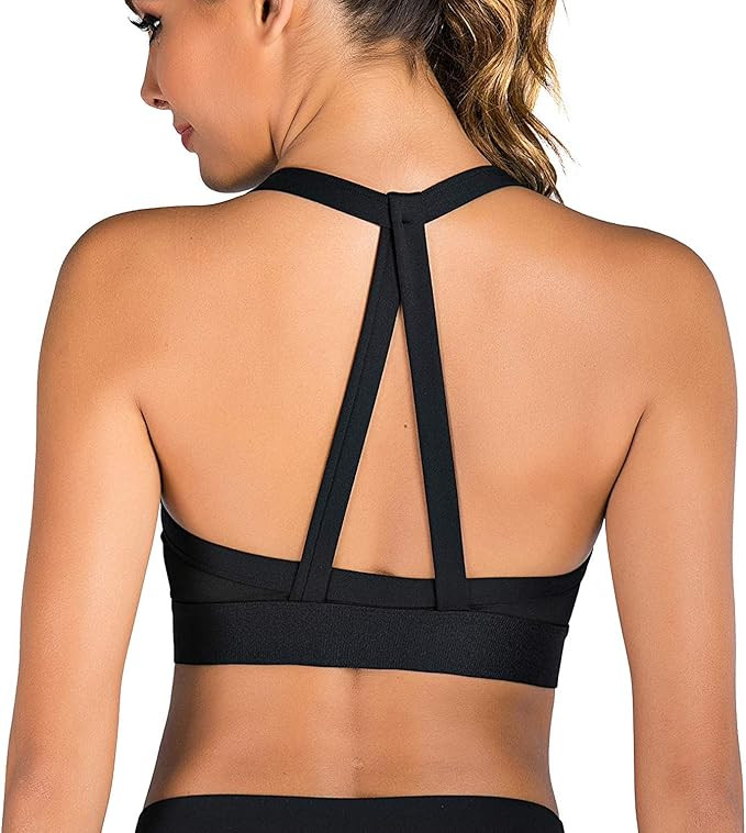 YIANNA Sports Bras for Women - Strappy Sports Bra Padded for Yoga, Running, Fitness - Athletic Gy... | Amazon (US)
