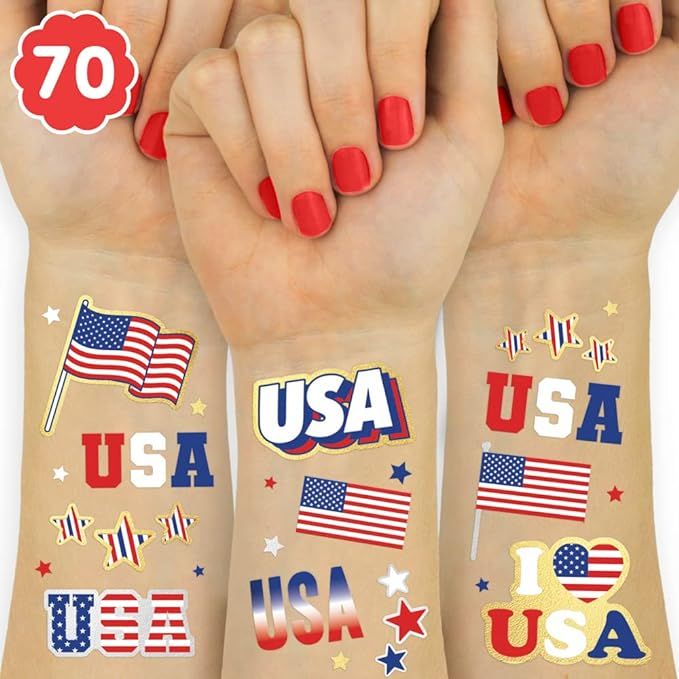 xo, Fetti Fourth of July Decorations Tattoos - 70 styles | Red White and Blue Party Supplies, 4th... | Amazon (US)