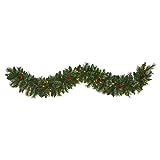 Nearly Natural 6ft. White Mountain Pine Artificial Garland with 35 White Warm LED Lights and Pinecon | Amazon (US)