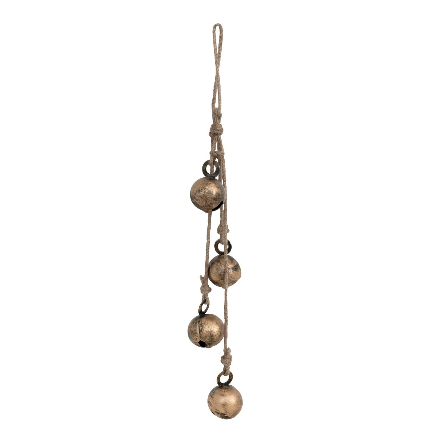 Creative Co-Op Hanging Metal Jingle Bells with Jute Rope, Antique Brass Finish | Amazon (US)