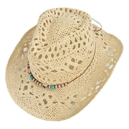 Women's Men's Western Straw Cowboy Hat Cowgirl Woven Sun Hat Cowboy Hat-Style 4 | Amazon (US)