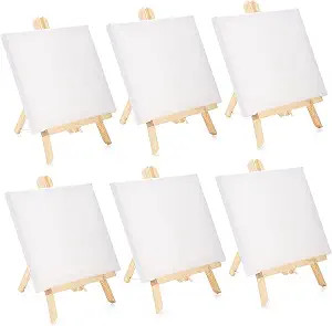 Tosnail 6 Packs 8" x 10" Canvas and Easel Set, Art Easel Stand with Canvas Set Tabletop Wooden Di... | Amazon (US)