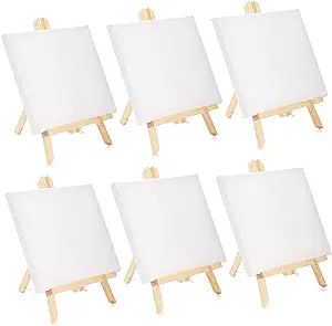 Tosnail 6 Packs 8" x 10" Canvas and Easel Set, Art Easel Stand with Canvas Set Tabletop Wooden Di... | Amazon (US)