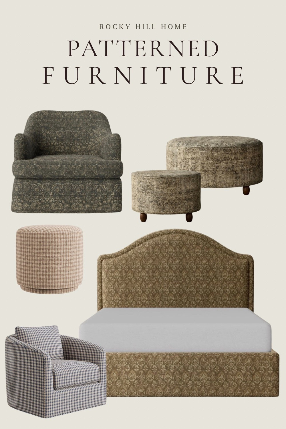 Pattern is having a moment 🤎 Think timeless, collected, and quietly bold. I rounded up my favorite patterned furniture pieces from Pottery Barn + Joon Loloi. Perfect for adding warmth, texture, and a cozy and special designer feel without overwhelming your space. Mix these chairs, ottomans or patterned bed into your home effortlessly.

#LTKHome