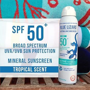 BLUE LIZARD Mineral Active Sunscreen SPF 50+ Spray, 5 Fl Oz | Amazon (US)