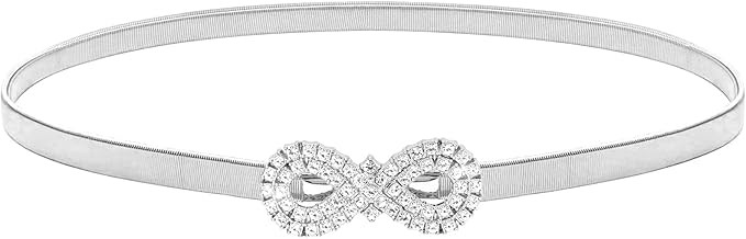 LIMHOO Women's Skinny Metal Waist Belt Elastic Thin Waist Belt for Dress Stretch Chain Belt | Amazon (US)