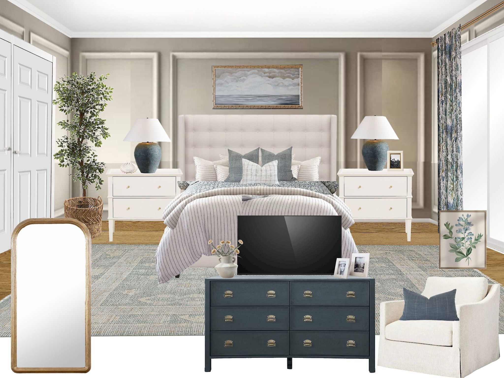 Modern traditional master bedroom design with picture molding 

#LTKHome