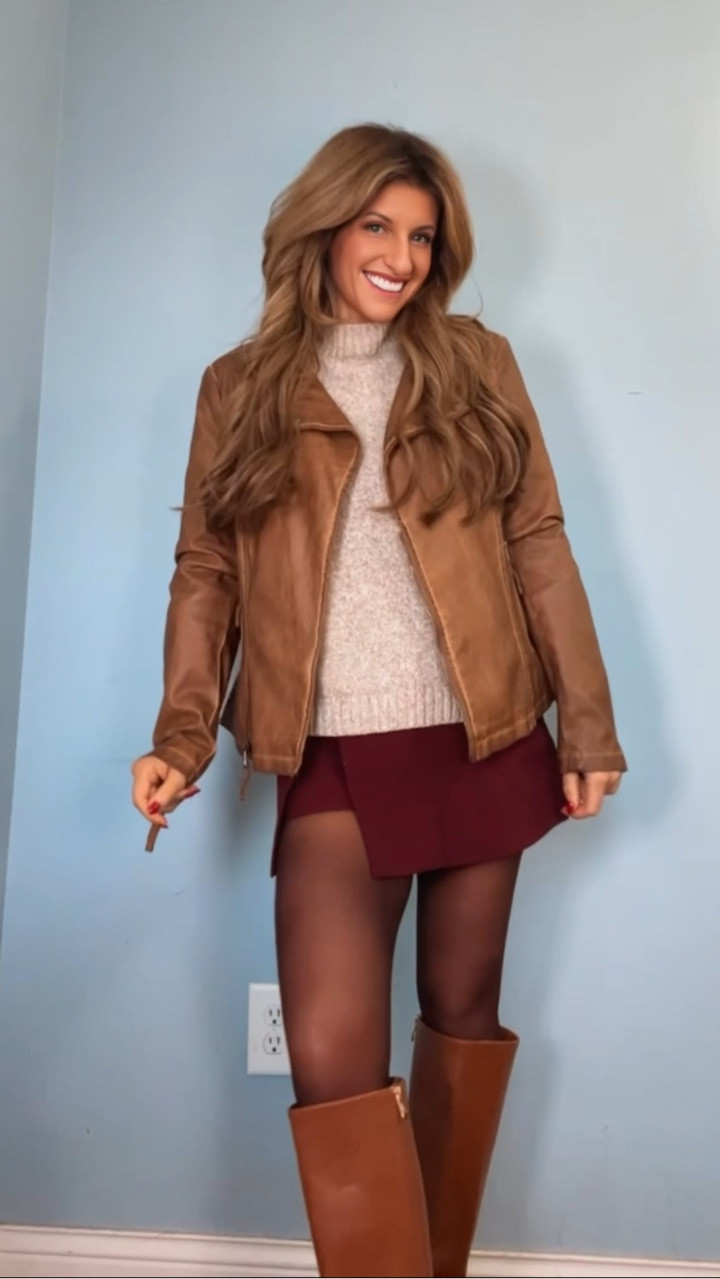 This cozy fall outfit mixes pieces from Amazon and Shein for an effortless, put-together vibe. The camel moto jacket instantly elevates a simple neutral sweater, and the burgundy mini with tights and tall boots makes it perfect for crisp days.

🧥 Jacket: Amazon
👢 Boots: Amazon
👚 Sweater + Skirt: Shein

✨ Stylish, comfortable, and totally budget-friendly!

#LTKOver40 #LTKPetite #LTKSeasonal