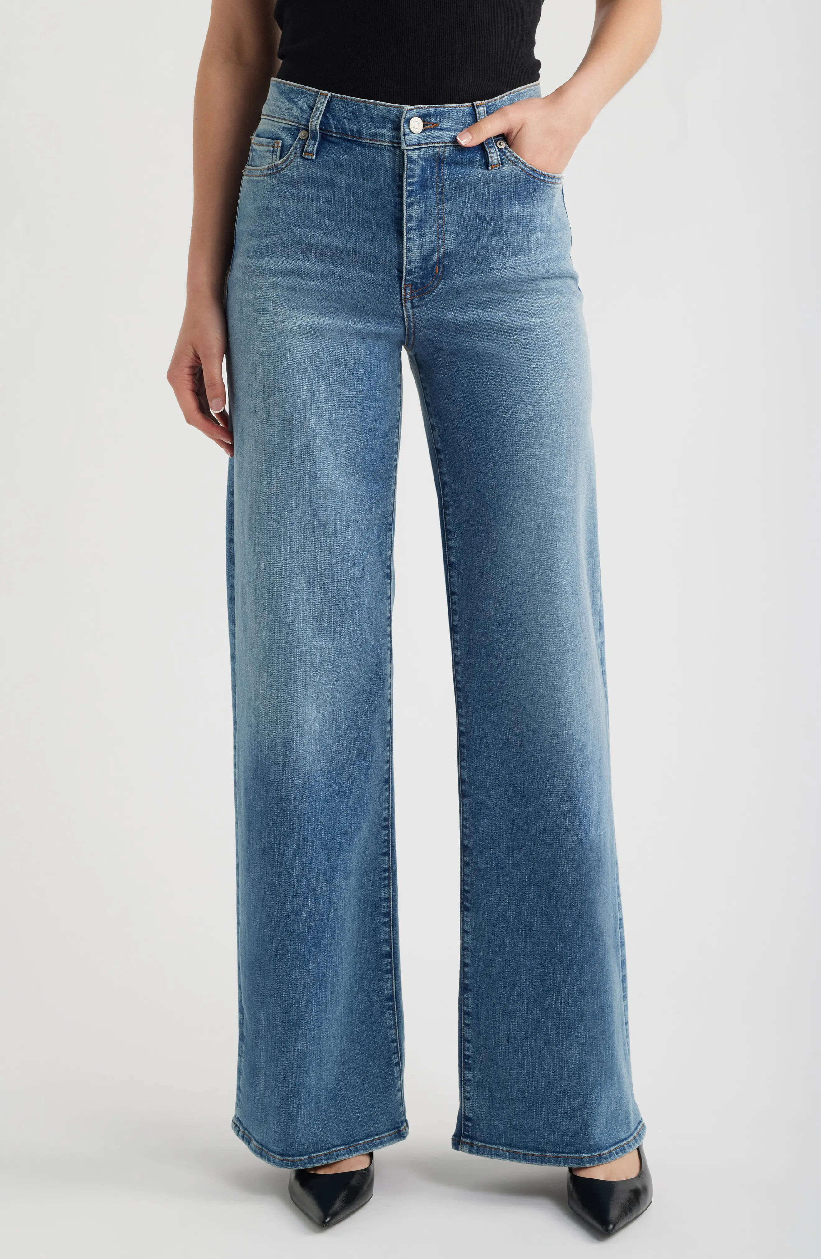 FRAME Long Le Slim Palazzo High Waist Wide Leg Jeans (Women) | Nordstrom | Nordstrom