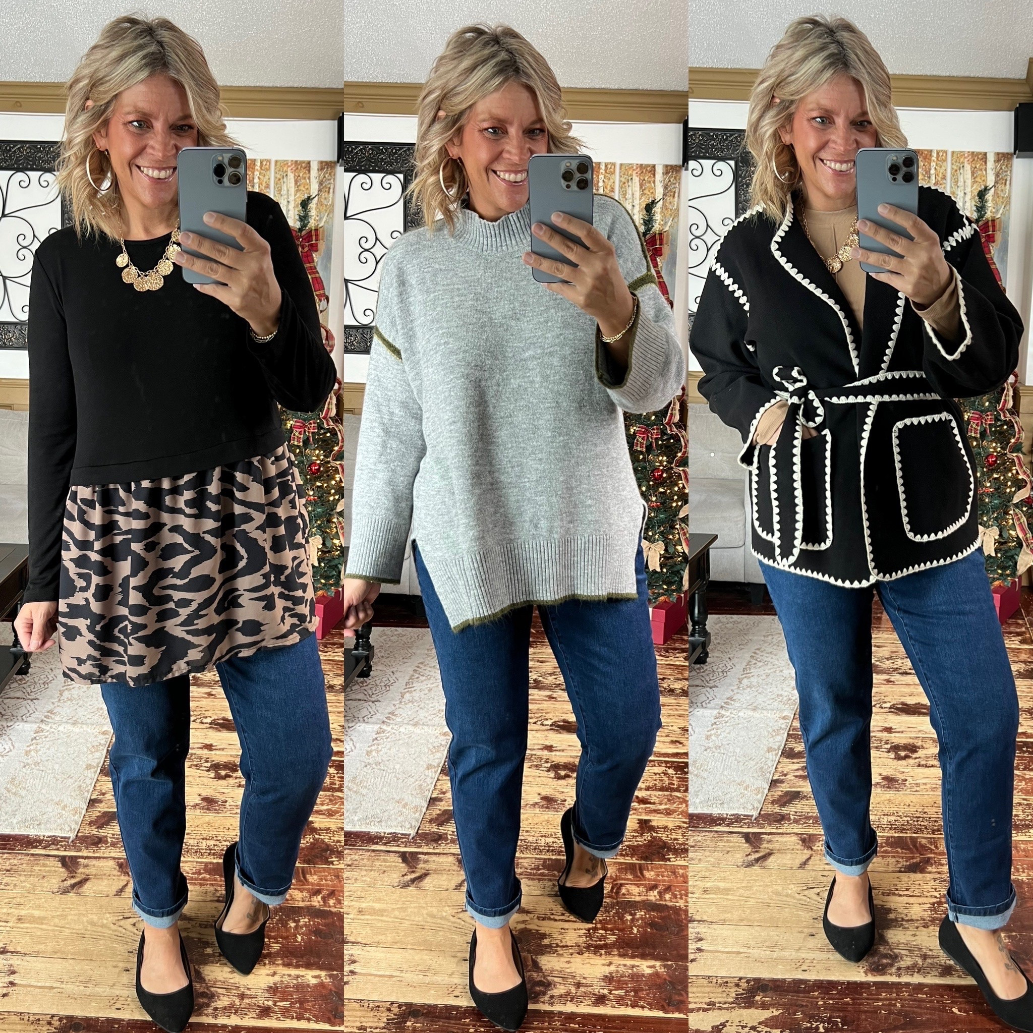 Wearing size 12/14 in the sweaters & coatigan; size 14 in the high rise straight leg jeans 👖 

#LTKMidsize #LTKSeasonal #LTKFindsUnder100