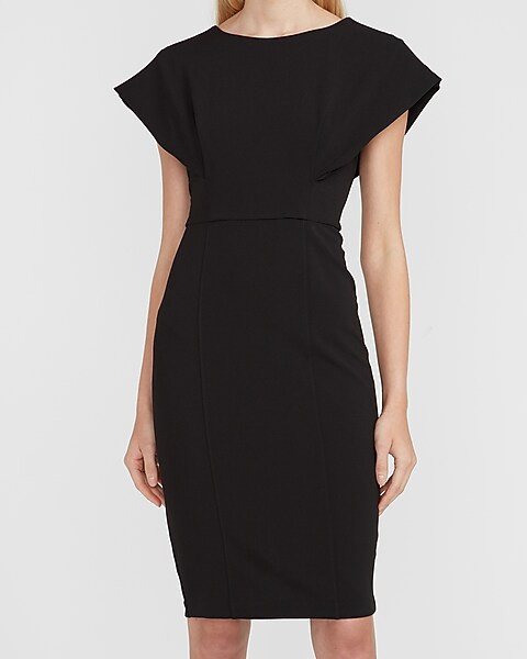 Cap Sleeve V-Back Sheath Dress | Express
