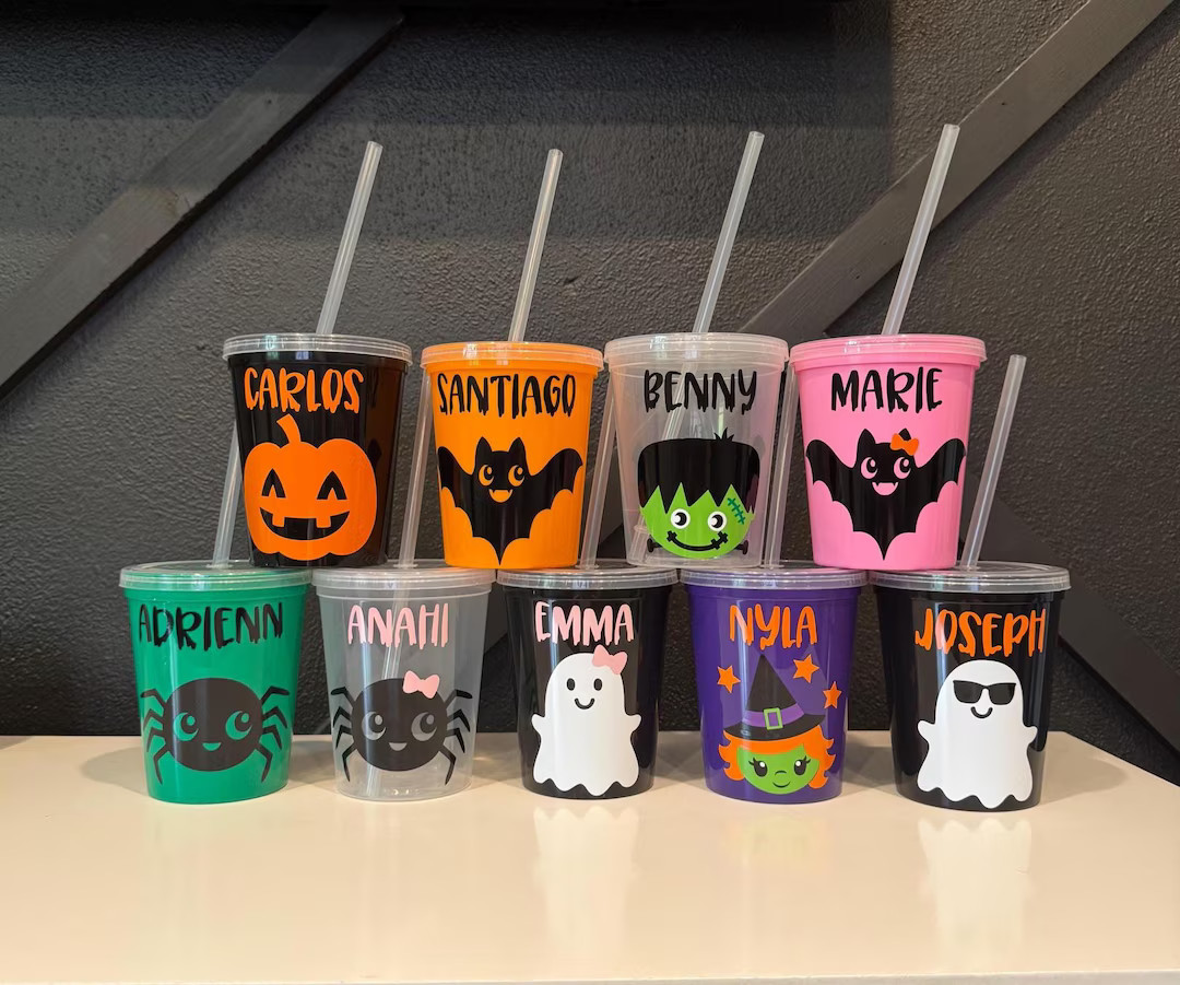 Personalized Halloween Kids Cups/Halloween Party Favors/Custom Halloween Kids Cups/Halloween Part... | Etsy (US)