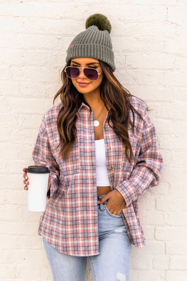 Lovely Days Pink/Blue Plaid Shacket | Pink Lily
