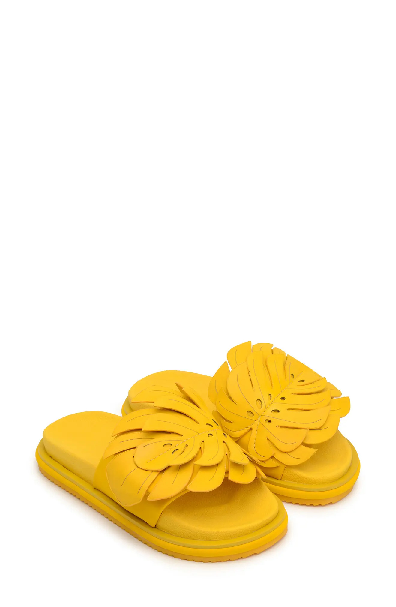 FARM Rio Monstera Leaf Slide in Yellow at Nordstrom, Size 9 | Nordstrom