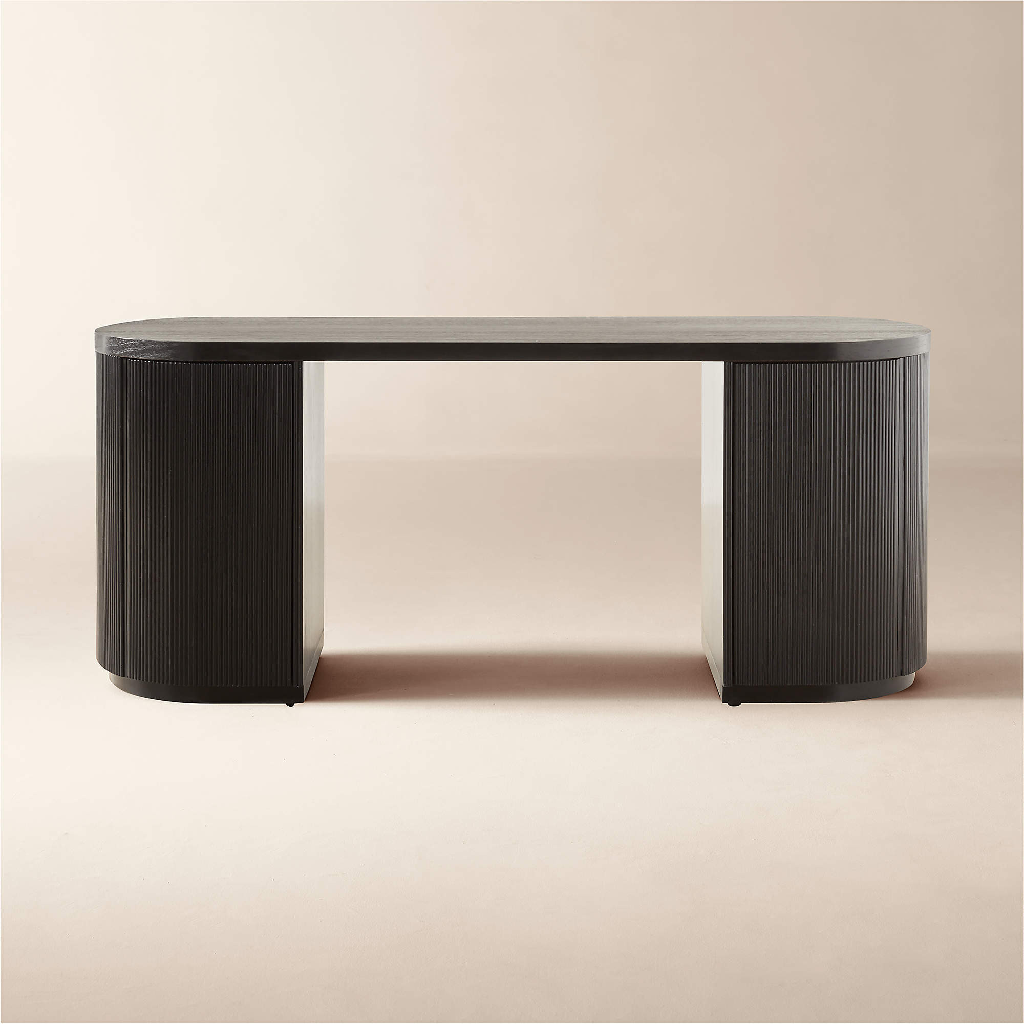 Reid 70" Oval Black Wood Storage Desk + Reviews | CB2 | CB2