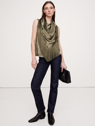 Silky-Crepe Fringe Top | Banana Republic | Banana Republic (US)