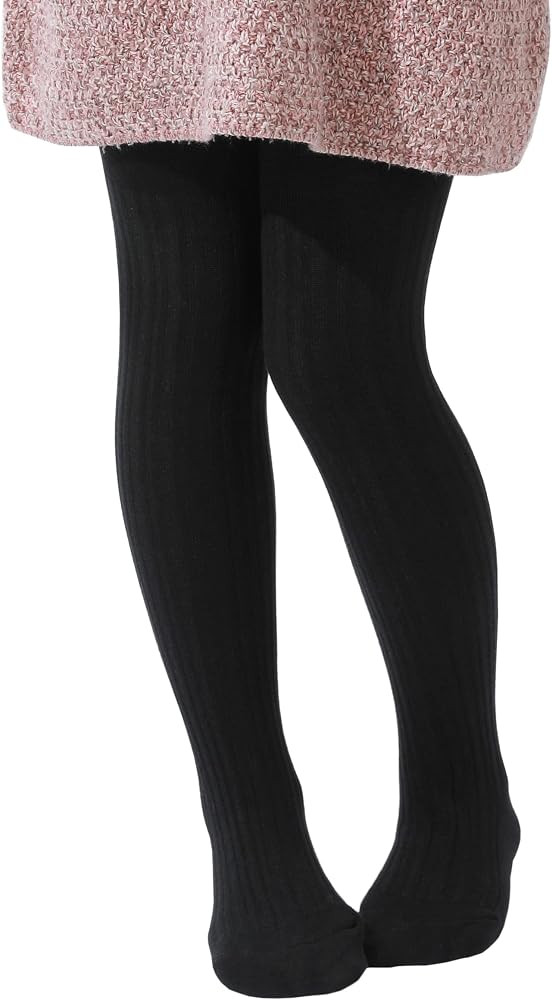Girls Cotton Tights Toddler Cable Knit Footed Tights Baby Girls' Tights | Amazon (US)