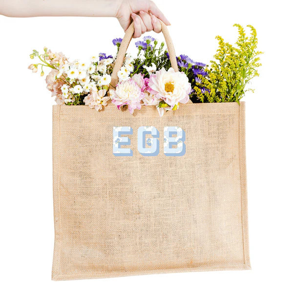 Printed Monogram Jute Carryall | Sprinkled With Pink
