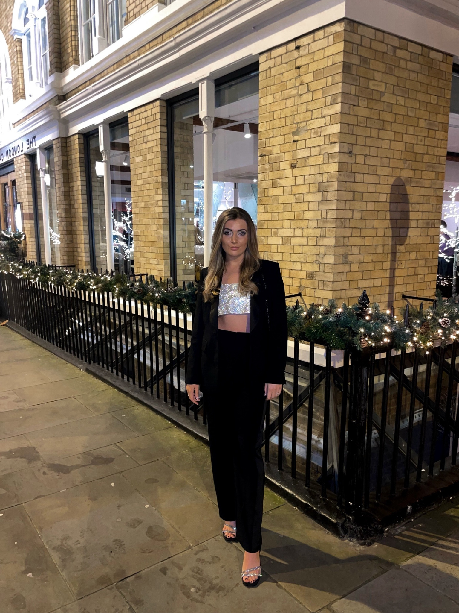 Party Outfit / Christmas Party Outfit / New Year’s Eve Outfit

Black Suit / Black Suit Satin Panel / Diamante Top / Diamante Heels 

#LTKparties LTKFestiveSaleUK #LTKSeasonal