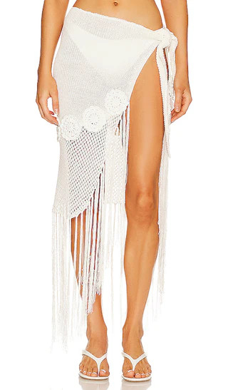 Crochet Fringe Sarong in Off White | Revolve Clothing (Global)