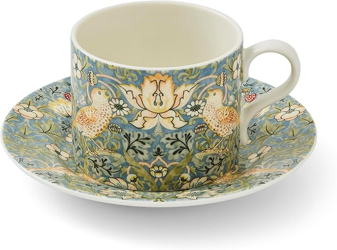 Morris & Co 8.5oz Teacup & Saucer - Strawberry | Porcelain | Microwave & Dishwasher Safe | Novelt... | Amazon (US)