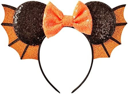 Mouse Ears Headbands with Bow and Sequins,Party Cosplay Costume for Girls or Women Halloween Bat | Amazon (US)