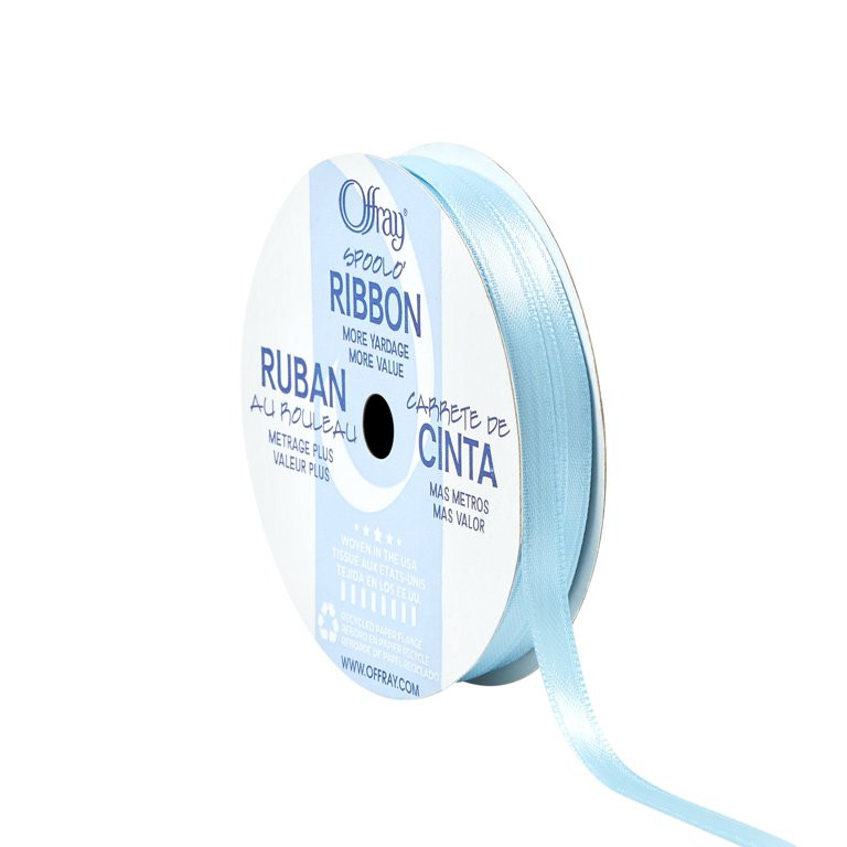 Offray Ribbon, Lt Blue Narrow Double Faced Satin Polyester Ribbon - Walmart.com | Walmart (US)