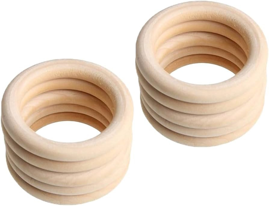 2.2 Inch Wooden Rings for Macrame Crafts,Smooth Wood Ring for Crochet 10PCS | Amazon (US)