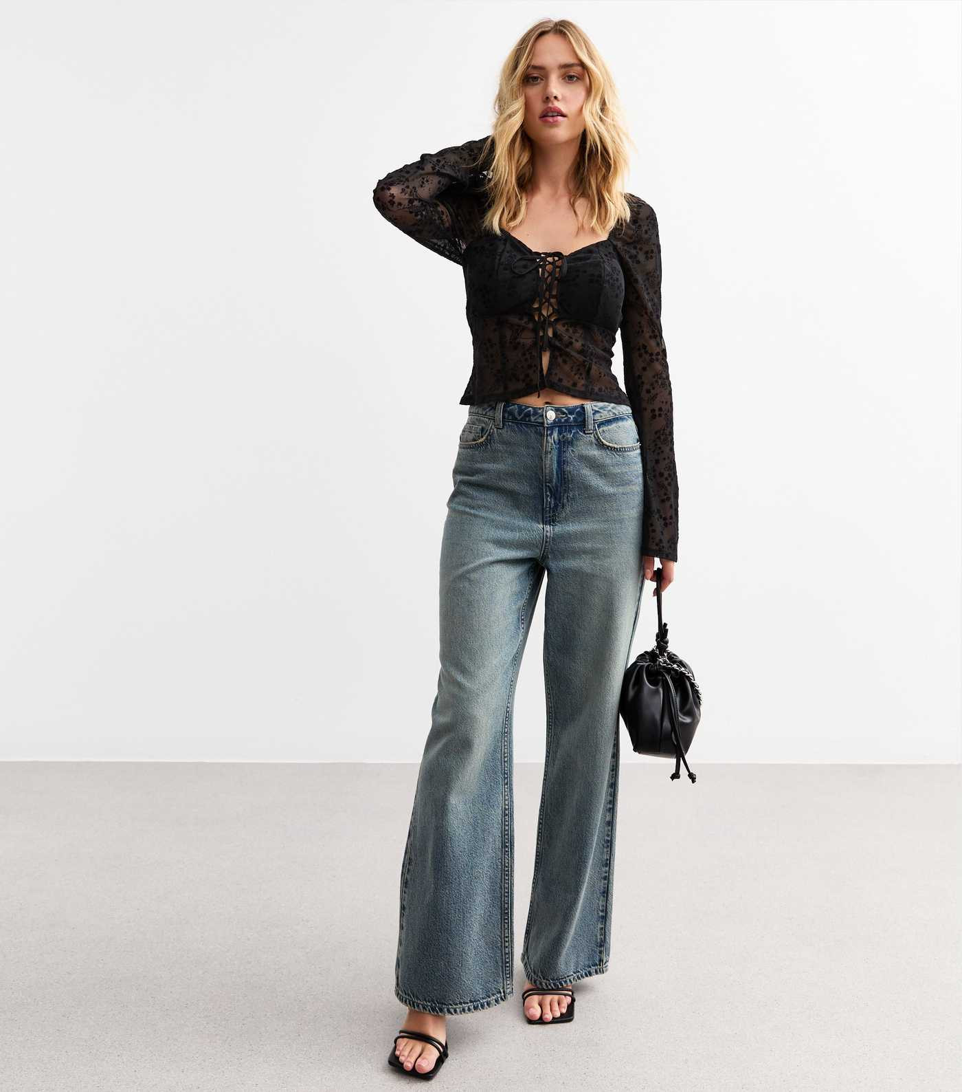 Black Flocked Mesh Tie Front Top
						
						Add to Saved Items
						Remove from Saved Items | New Look (UK)