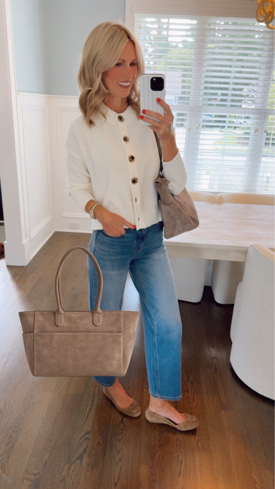 I think I found my fall tote 🤎 This suede bag is such a good size for everyday, and the pebble color goes with everything. It comes in so many other colors too if you want to find your favorite! Linking the tote and the rest of my outfit here.

#LTKootd #LTKgrwm #LTKSeasonal