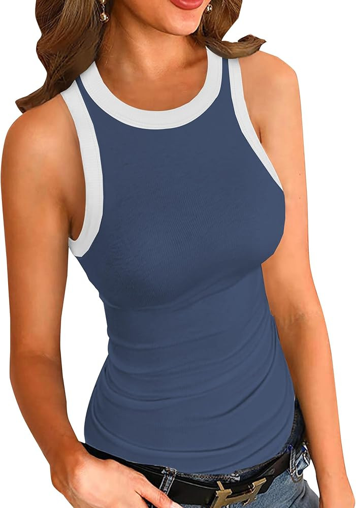 LOLONG Womens Tank Tops Summer Sleeveless Racerback Casual Basic Ribbed Shirts | Amazon (US)